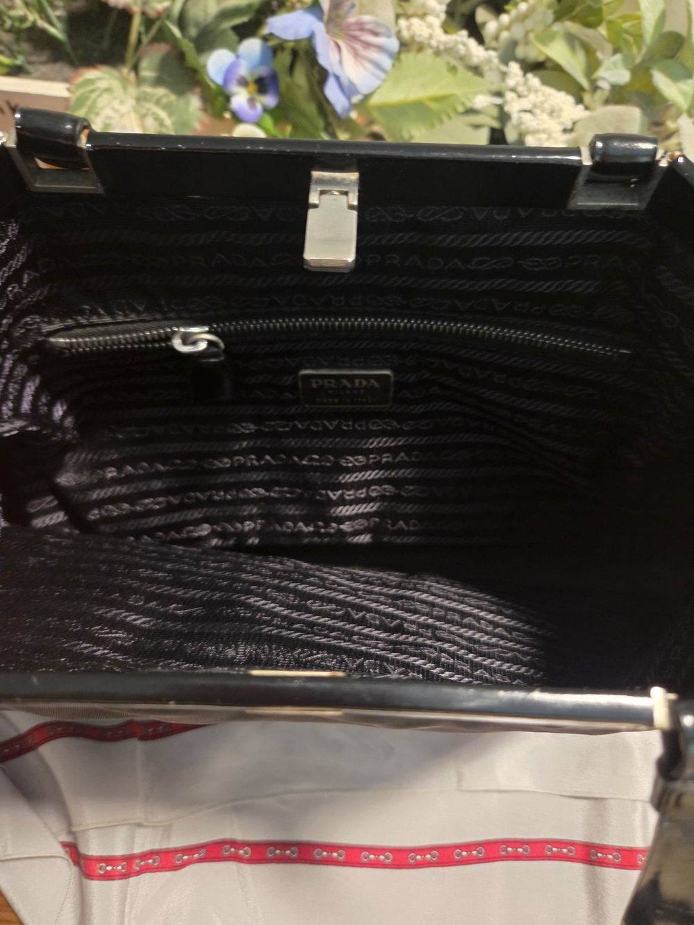 Prada Black Shoulder Bag with Glossy Trim - Picture 6 of 15